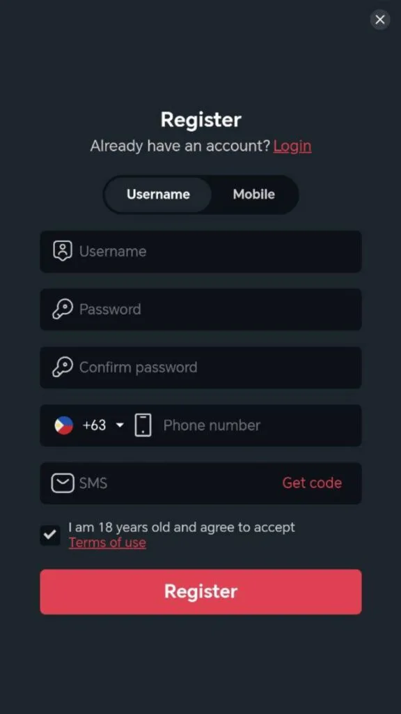 Registration form - preview